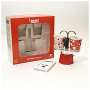 Bialetti 0007303 Mini Express Caffettiera con Tazzine Rosso Alluminio