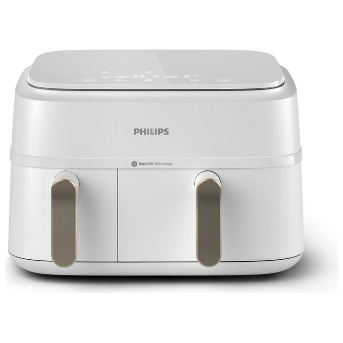 Philips NA353-10 Friggitrice ad aria Doppio Cestello 2750W 9L LED Touch colore Champagne Bianco
