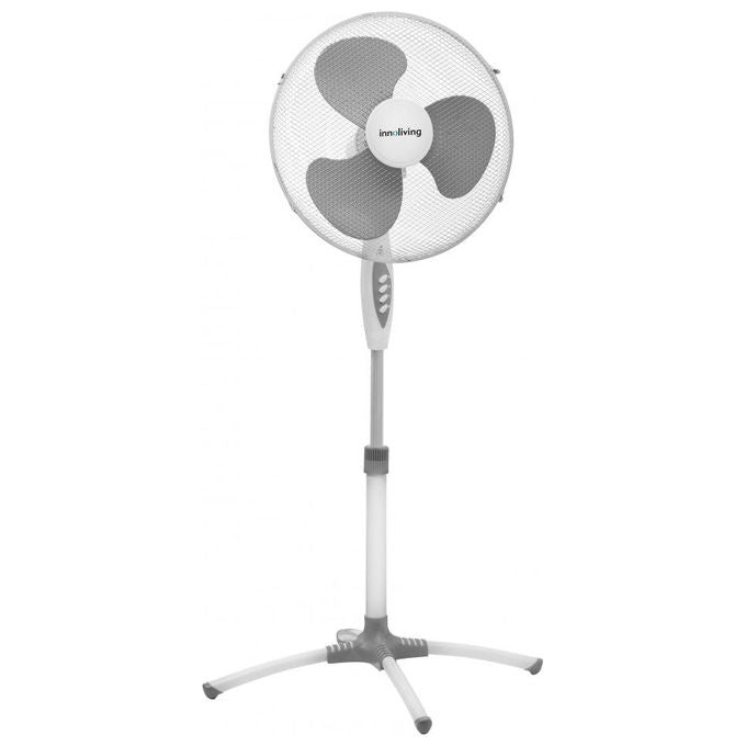 Innoliving Bimar INB-VP503 Ventilatore Piantana 40 cm 3 Pale 3 Velocita' Bianco Grigio