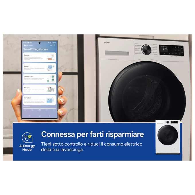 Samsung WD90HG5U34BEET Lavasciuga 9kg-6kg 1400rpm Classe A-35% Vapore Wi-Fi colore Bianco