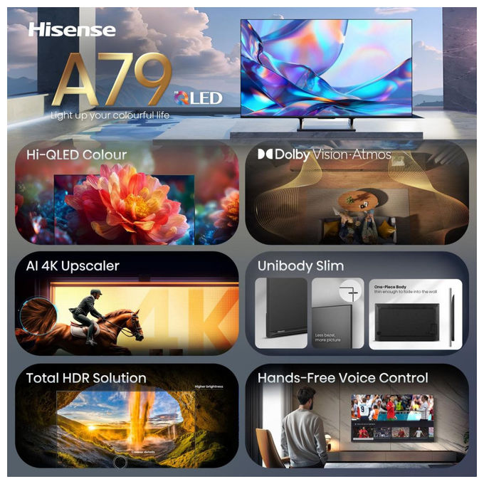 Hisense 55A79S QLED 4K UHD Smart TV 55 pollici Nero