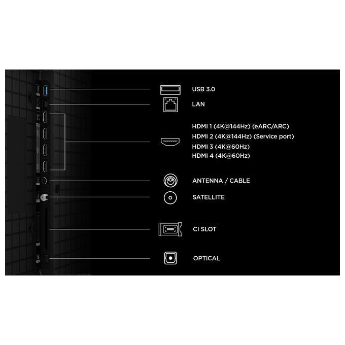 TCL 98P8L TV QD 98 pollici 4K HDR Google TV 144Hz Nero
