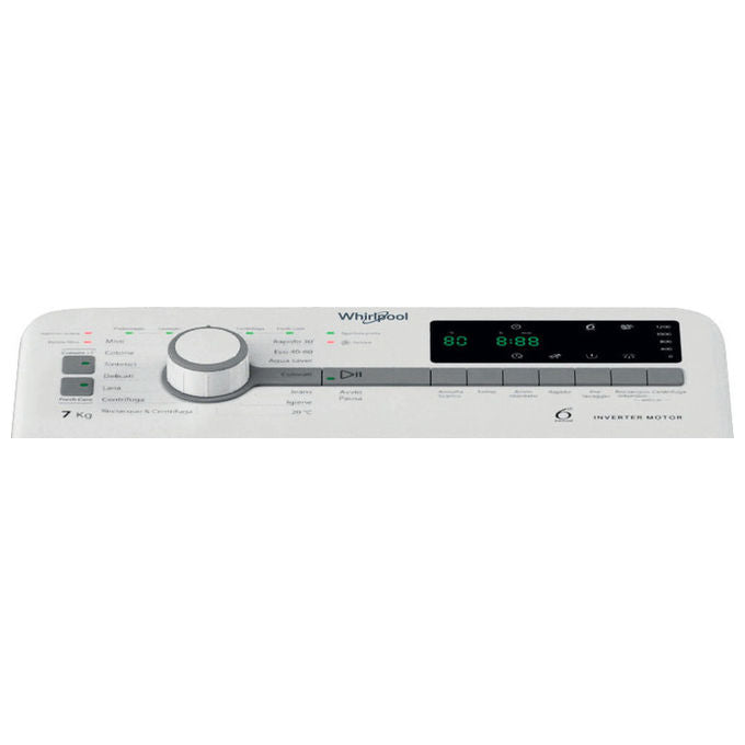 Whirlpool TDLR 7251BS IT 6° Senso Lavatrice Carica Alto 7 Kg 1200 rpm Classe B Inverter 78 dB (90x40x60 cm) colore Bianco