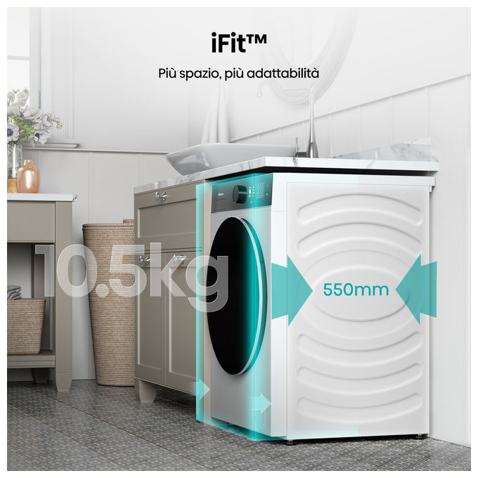 Hisense WF5I1045BWQ Lavatrice Frontale 10.5 Kg 1400 rpm Classe A AutoDose Vapore Wi-Fi (84.5x59.5x55 cm) colore Bianco