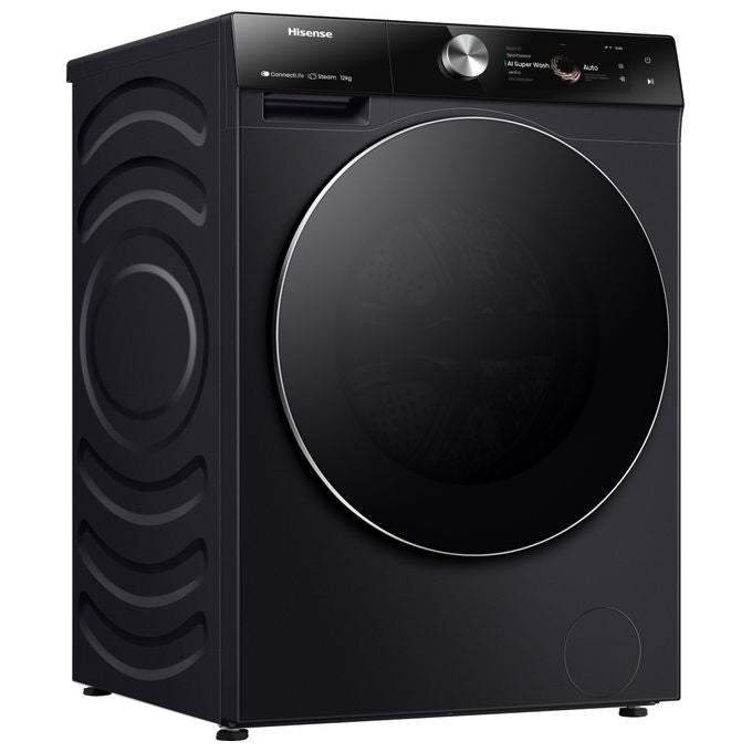Hisense WF7S1247BB Serie 7S Lavatrice Carica Frontale 12 Kg 1400 rpm Classe A Wi-Fi Vapore Auto Dose (85x60x64 cm) colore Nero