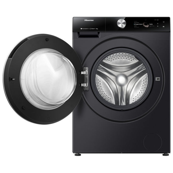 Hisense WF7S1247BB Serie 7S Lavatrice Carica Frontale 12 Kg 1400 rpm Classe A Wi-Fi Vapore Auto Dose (85x60x64 cm) colore Nero