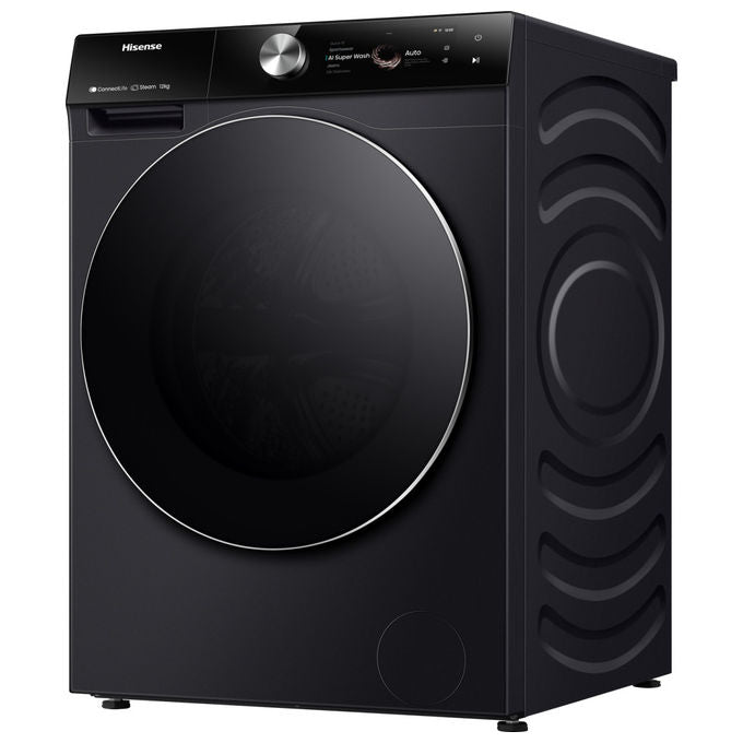 Hisense WF7S1247BB Serie 7S Lavatrice Carica Frontale 12 Kg 1400 rpm Classe A Wi-Fi Vapore Auto Dose (85x60x64 cm) colore Nero