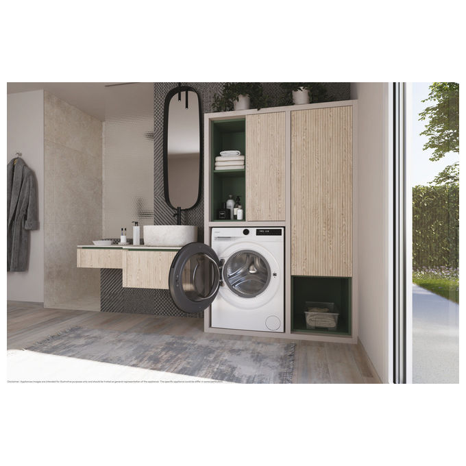 Candy BP 49SBL8-S Lavatrice Slim 9 Kg 1400 rpm Classe A Inverter Wi-Fi Vapore Libera installazione (85x60x52 cm) colore Bianco