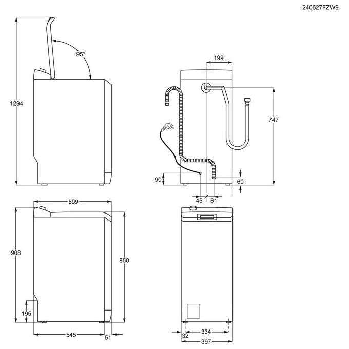 Electrolux EW6T526B SensiCare 600 Lavatrice Caricamento Alto 6 Kg 1200 rpm Classe B Vapore 78 dB (89x40x60 cm) colore Bianco