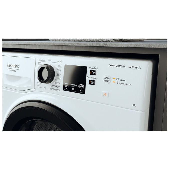 Hotpoint NF827WK IT Lavatrice Carica Frontale 8 Kg 1200 rpm Classe A Inverter Vapore Steam Hygiene (85x59.5x60.5 cm) colore Bianco