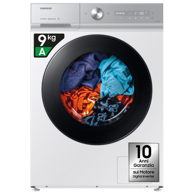 Samsung WW90DB8U95GH BESPOKE AI Lavatrice Frontale 9 Kg 1400 rpm Classe A QuickDrive Wi-Fi Vapore (85x60x60 cm) colore Bianco