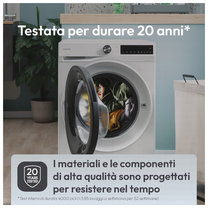 Candy BR49B8-S ProWash 500 Lavatrice Carica Frontale 9 Kg 1400 rpm Classe A Inverter Vapore Wi-Fi (85x60x60 cm) colore Bianco