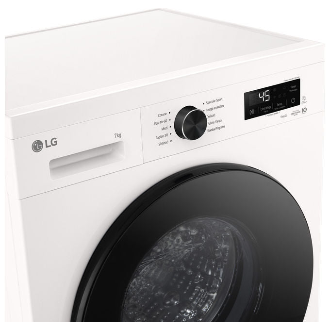 LG F2NX10S7NWB Slim Lavatrice Caricamento Frontale 7 Kg 1200 rpm Classe A Inverter Direct Drive Vapore Wi-Fi (85x60x44 cm) colore Bianco