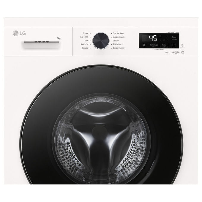 LG F2NX10S7NWB Slim Lavatrice Caricamento Frontale 7 Kg 1200 rpm Classe A Inverter Direct Drive Vapore Wi-Fi (85x60x44 cm) colore Bianco