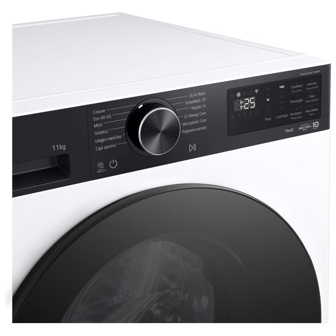 LG F4NX5011TKB Lavatrice Carica Frontale 11 Kg 1400 rpm Classe A TurboWash Steam Wi-Fi (85x60x56.5 cm) colore Bianco