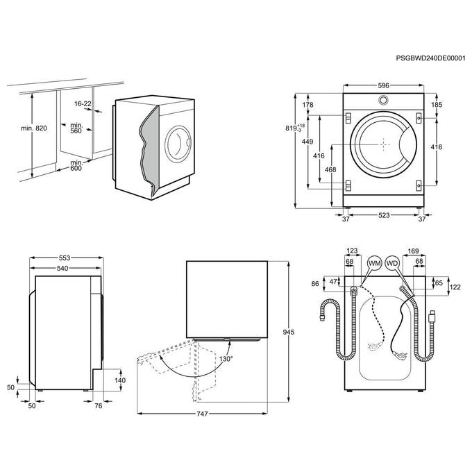 Electrolux EW7FB74BI Lavatrice Incasso 7 Kg 1400 Giri Classe B Vapore (81x60x54 cm) colore Bianco
