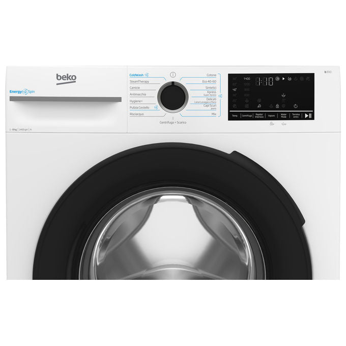 Beko BMW8149DB b300 Lavatrice Frontale 8 Kg 1400 rpm Classe A Motore Inverter Funzione Vapore Display Touch (84.5x60x54.6 cm) colore Bianco