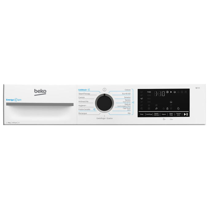 Beko BMW8149DB b300 Lavatrice Frontale 8 Kg 1400 rpm Classe A Motore Inverter Funzione Vapore Display Touch (84.5x60x54.6 cm) colore Bianco