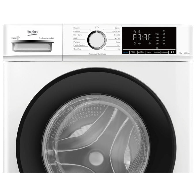 Beko BMX7126DB b100 Lavatrice Carica Frontale 7 Kg 1200 rpm Classe A Inverter Vapore (85x60x47 cm) colore Bianco