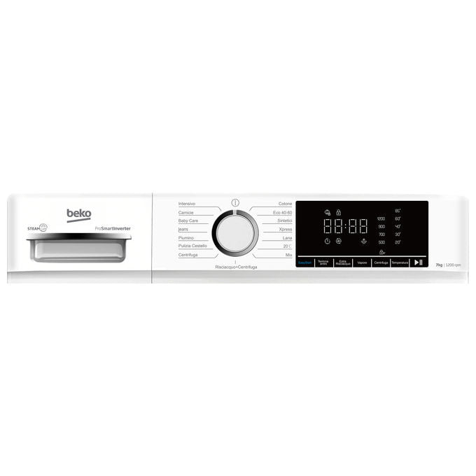 Beko BMX7126DB b100 Lavatrice Carica Frontale 7 Kg 1200 rpm Classe A Inverter Vapore (85x60x47 cm) colore Bianco