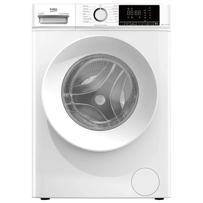 Beko BMX8126DW b100 Lavatrice Carica Frontale 8 Kg 1200 rpm Classe A Inverter Vapore Display XL (85x60x52 cm) colore Bianco