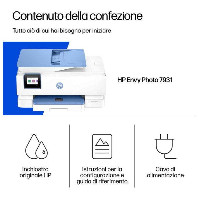 HP Envy 7931 All-in-One Stampante Getto d inchiostro Colore Blu Bianco MPN: B6JX3B