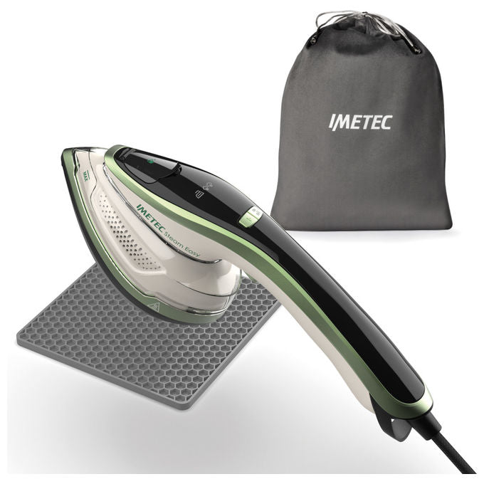 Imetec Steam Easy 9037 Ferro da Stiro Portatile Verticale Piastra Ceramica 1200W colore Bianco Verde Nero