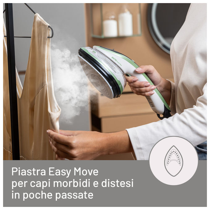 Imetec Steam Easy 9037 Ferro da Stiro Portatile Verticale Piastra Ceramica 1200W colore Bianco Verde Nero