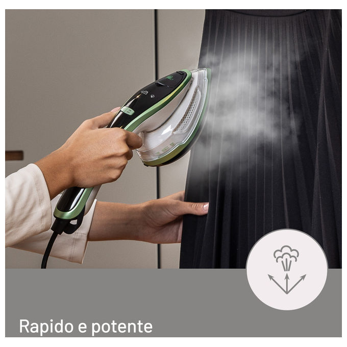Imetec Steam Easy 9037 Ferro da Stiro Portatile Verticale Piastra Ceramica 1200W colore Bianco Verde Nero