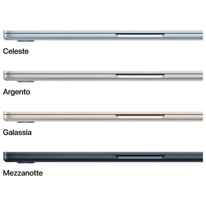 Apple MW133TA-A MacBook Air Notebook 13 pollici M4 16GB 512GB SSD colore Mezzanotte