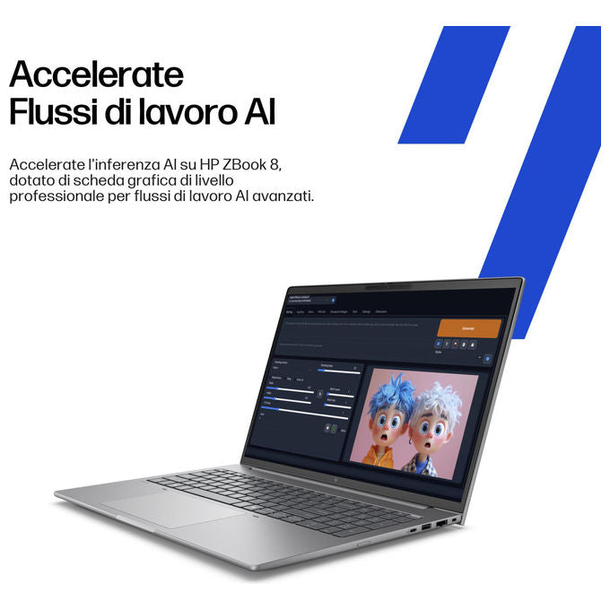HP B72V0ET ZBook 8 G1i Workstation Mobile Argento 40,6 cm 16 pollici Intel Core Ultra 9 RAM 32GB SSD 1TB NVIDIA RTX 500 Ada Windows 11 Pro colore Argento