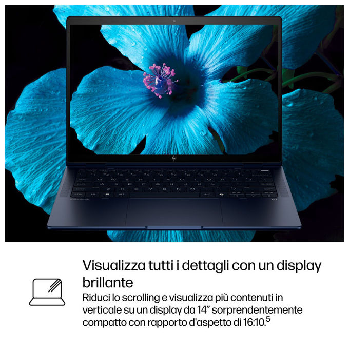 HP B69A4ET EliteBook X Flip G1i Notebook 14 pollici Intel Core Ultra 5 32GB RAM 512GB SSD Windows 11 Pro Blu