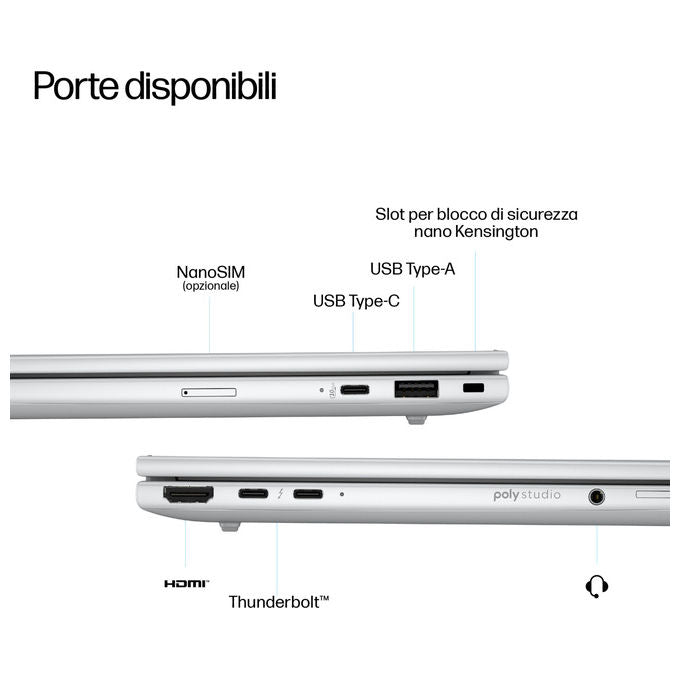 HP AD4K1ET EliteBook 8 G1a Personal Computer Portatile AMD Ryzen AI 7 350 32 GB 512 GB SSD 13.3 Pollici WUXGA Argento Windows 11 Pro colore Argento