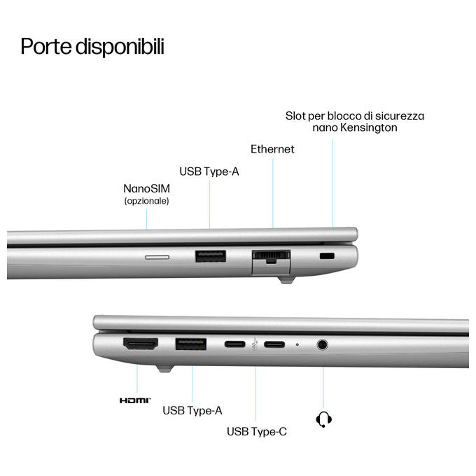 HP 9M4J2AT EliteBook 6 G1q Next Gen AI Copilot+ PC Portatile 14 pollici Argento Windows 11 Pro 32 GB RAM 512 GB SSD Wi-Fi 7