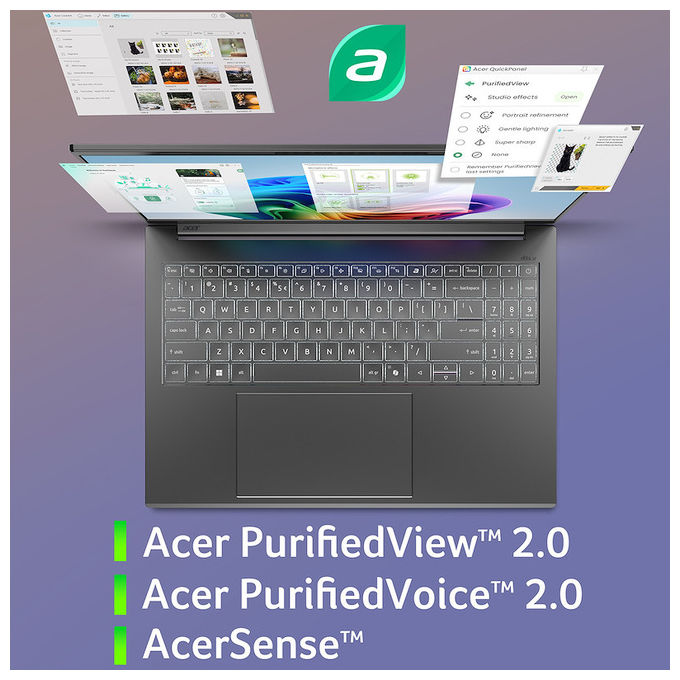 Acer A16-11M-X8E6 ASPIRE 16 AI Computer portatile Snapdragon XQualcomm Adreno Windows 11 Home Grigio