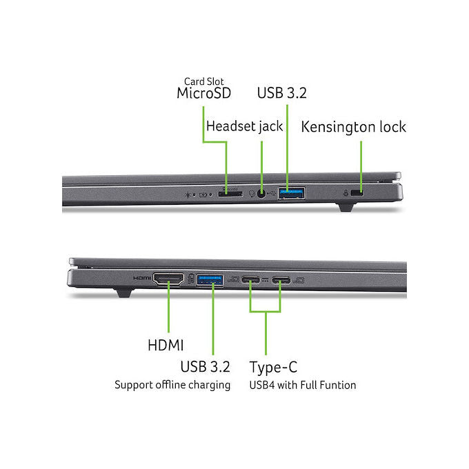Acer A16-11M-X8E6 ASPIRE 16 AI Computer portatile Snapdragon XQualcomm Adreno Windows 11 Home Grigio