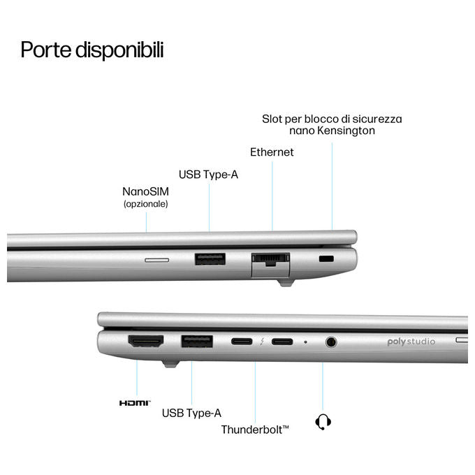 HP D4DV3AT EliteBook 6 G1i Notebook Intel Core Ultra 5 225U 14 pollici 24 GB DDR5 512 GB SSD Wi-Fi 7 Windows 11 Pro colore Argento