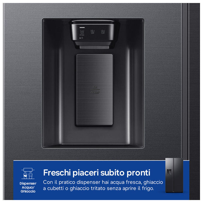 Samsung RS70F64KEFEF Frigorifero Americano Side by Side 640 L 178 cm Classe E 36 dB No Frost Wi-Fi Dispenser Acqua e Ghiaccio (178x91x73 cm) colore Argento