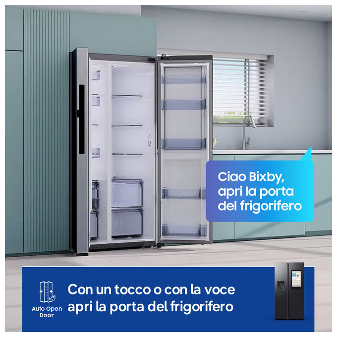 Samsung RS90F66BEFEF Series 9 Frigorifero Side by Side Family Hub 614 L 178 cm Classe E 34 dB Twin Cooling Wi-Fi colore Nero