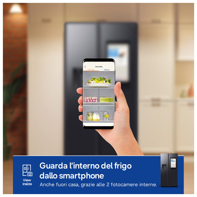Samsung RS90F66BEFEF Series 9 Frigorifero Side by Side Family Hub 614 L 178 cm Classe E 34 dB Twin Cooling Wi-Fi colore Nero