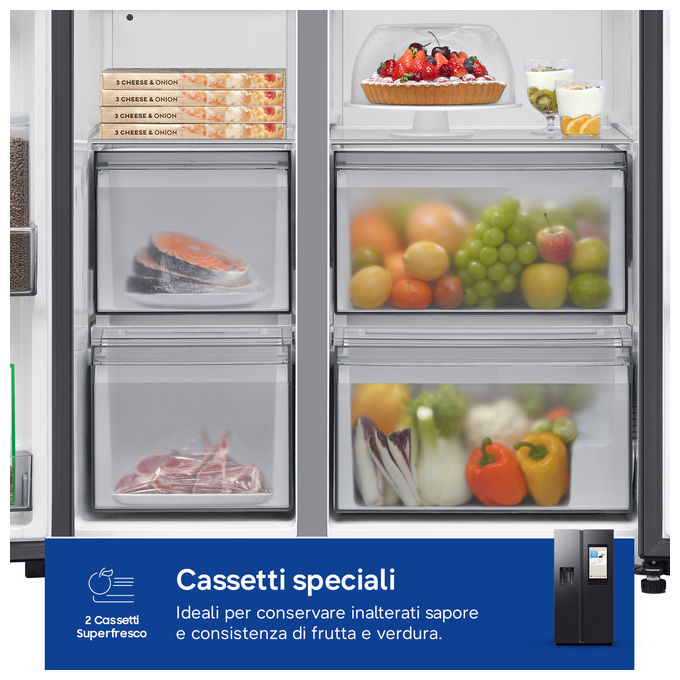 Samsung RS90F66BEFEF Series 9 Frigorifero Side by Side Family Hub 614 L 178 cm Classe E 34 dB Twin Cooling Wi-Fi colore Nero