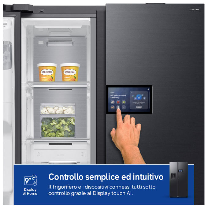 Samsung RS90F64EDFEF Serie 9 Frigorifero Side by Side 621 L 178 cm Classe E 36 dB No Frost Wi-Fi colore Nero