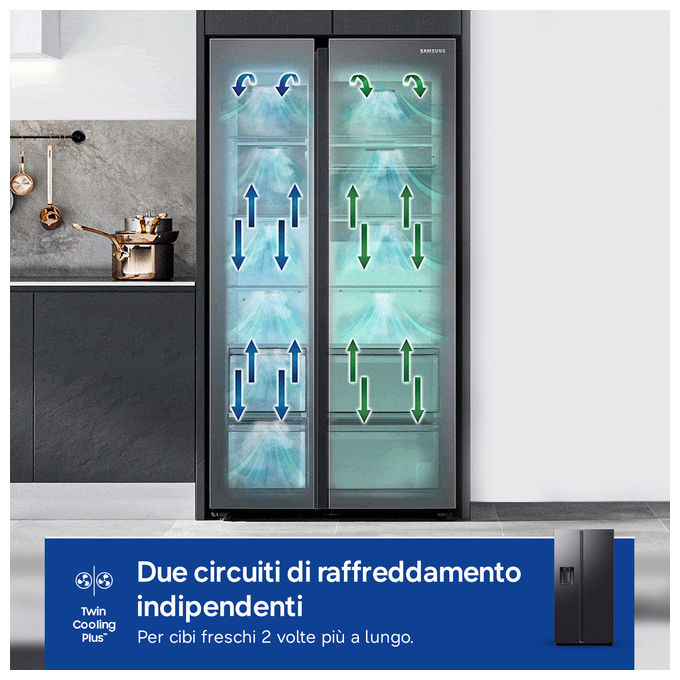 Samsung RS90F64EDFEF Serie 9 Frigorifero Side by Side 621 L 178 cm Classe E 36 dB No Frost Wi-Fi colore Nero