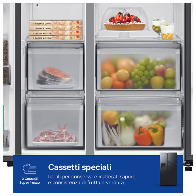 Samsung RS90F64EDFEF Serie 9 Frigorifero Side by Side 621 L 178 cm Classe E 36 dB No Frost Wi-Fi colore Nero