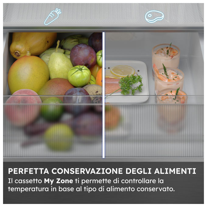 Haier HTR3518ENMX Frigorifero Combinato 303 L 185 cm Classe E 35 dB No Frost 3 Porte colore Acciaio Inox