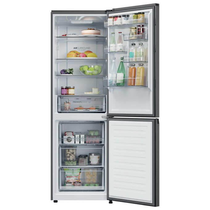 Haier HDPR1618ANPD Frigorifero Combinato 355 L 185 cm Classe A No Frost Multi-Airflow 35 dB colore Acciaio Inox