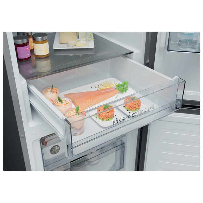 Haier HDPR1618ANPD Frigorifero Combinato 355 L 185 cm Classe A No Frost Multi-Airflow 35 dB colore Acciaio Inox