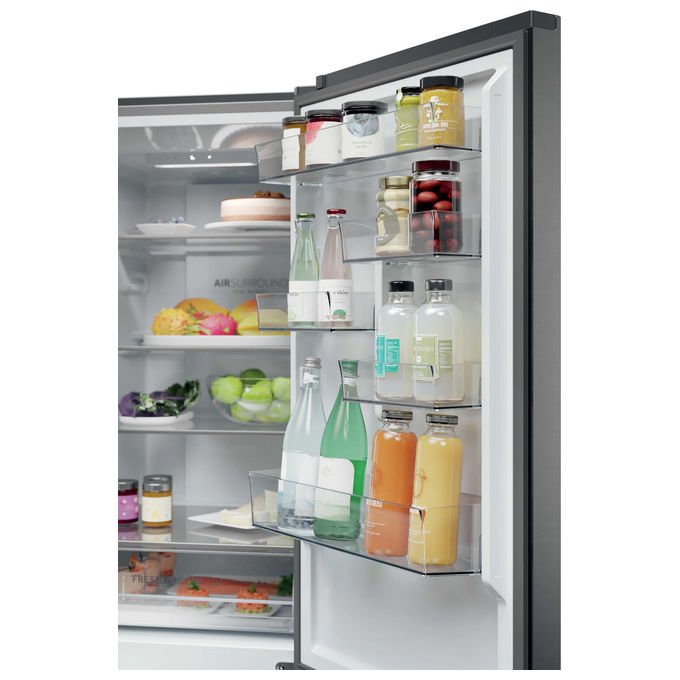 Haier HDPR1618ANPD Frigorifero Combinato 355 L 185 cm Classe A No Frost Multi-Airflow 35 dB colore Acciaio Inox