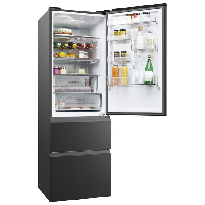 Haier HTW5618DNPT Serie 5 Frigorifero Combinato 360 L 185 cm Classe D 35 dB Total No Frost Wi-Fi colore Nero