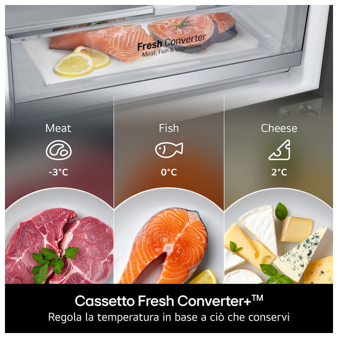 LG GBBW322CPY Fit and Max Frigorifero Combinato 465 L 203 cm Classe C 33 dB Total No Frost Wi-Fi (203x70x70 cm) colore Argento